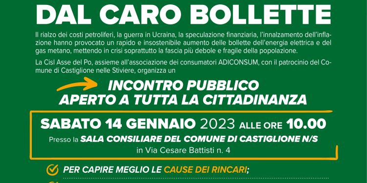 Risparmiare sulle bollette: incontro con Comune e Cisl Asse del Po